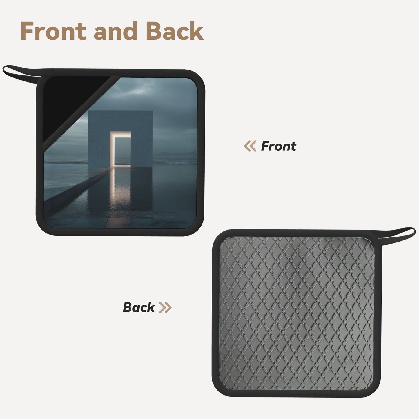 2-Pack Minimalist Gateway Heat-Resistant Pads | Seaside Architecture Light Passage Print | 7.1x7.1in Square Non-Slip Kitchen & Desk Mats