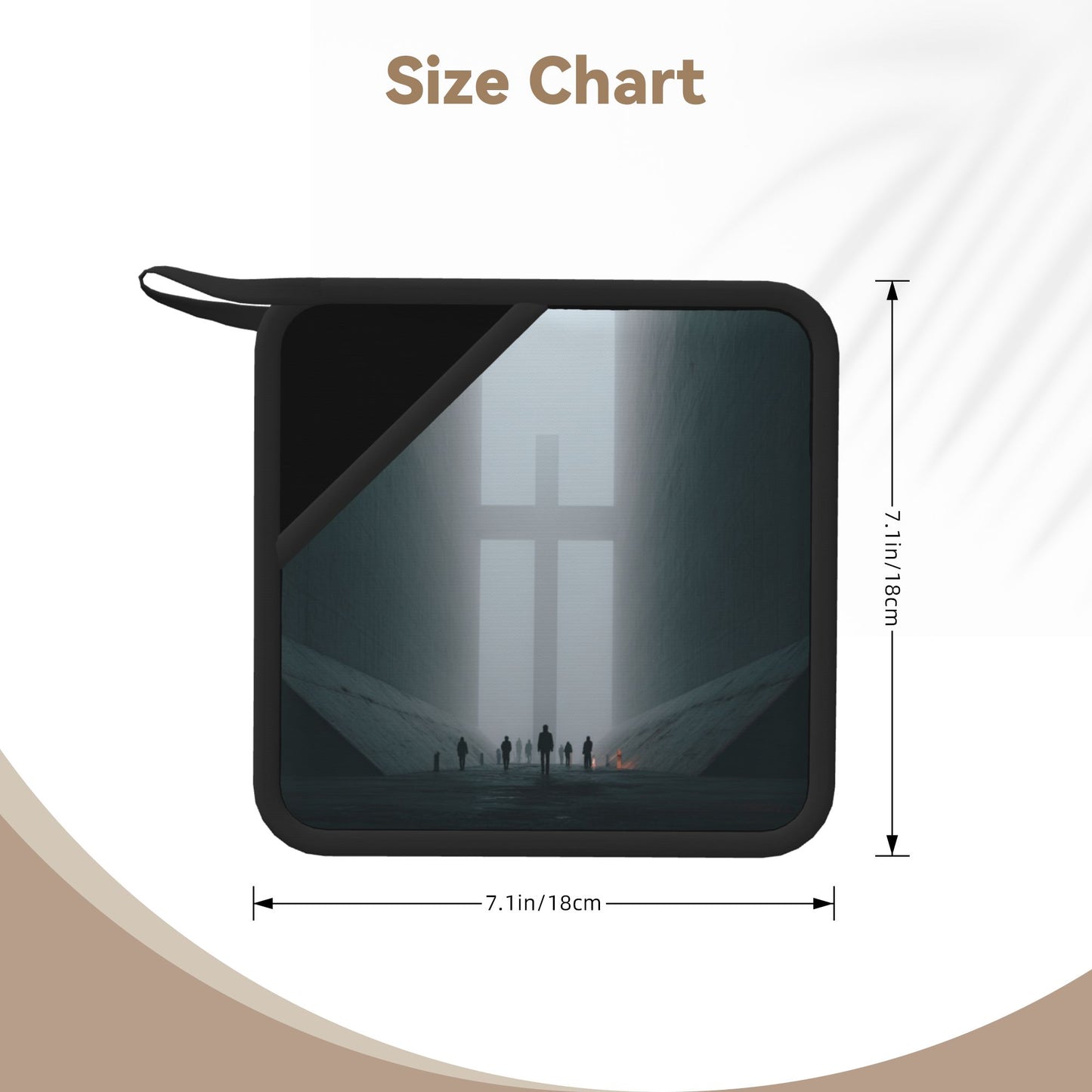 2-Pack Monumental Silence Heat-Resistant Pads | Fog-Cross Structure with Silhouetted Figures | 7.1x7.1in Minimalist Symbolic Art Kitchen & Table Mats