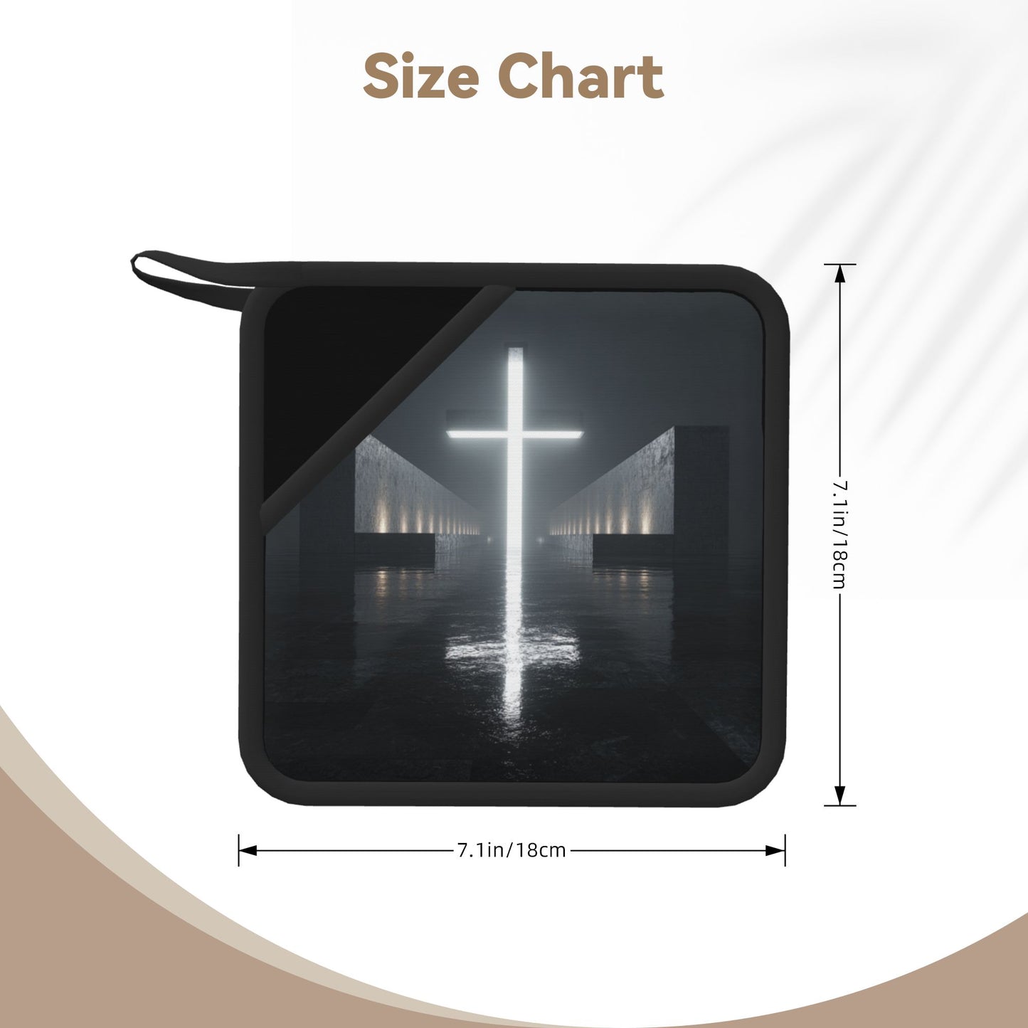 2-Pack Minimalist Crosslight Heat-Resistant Pads | Luminous Cross in Symmetrical Dark Space | 7.1x7.1in Modern Symbolic Kitchen & Tabletop Mats