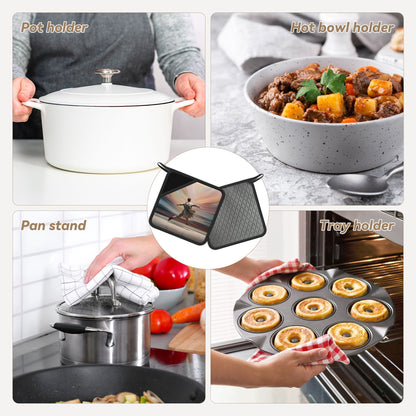 2-Pack Square Heat-Resistant Silicone Trivets | 7.1"x7.1" Non-Slip Hot Pads | Multi-Purpose Insulation Mats for Kitchen Dining Cooking