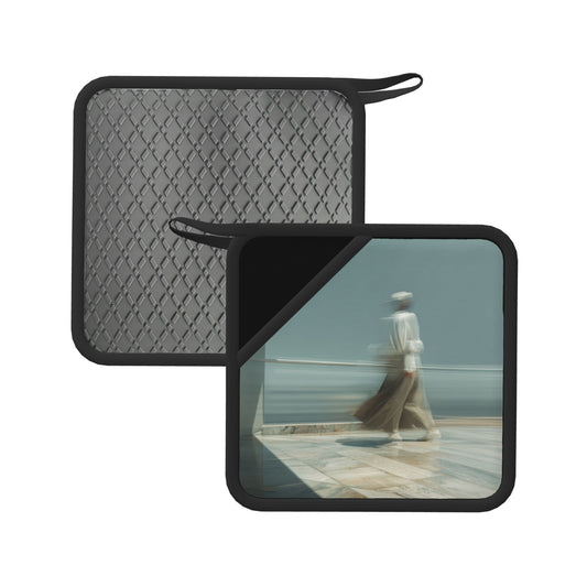 2-Pack Artistic Square Heat-Resistant Pads | Elegant Photography Print Insulation Mats 7.1x7.1in | Non-Slip Kitchen Hot Pads for Pots, Plates & Cups