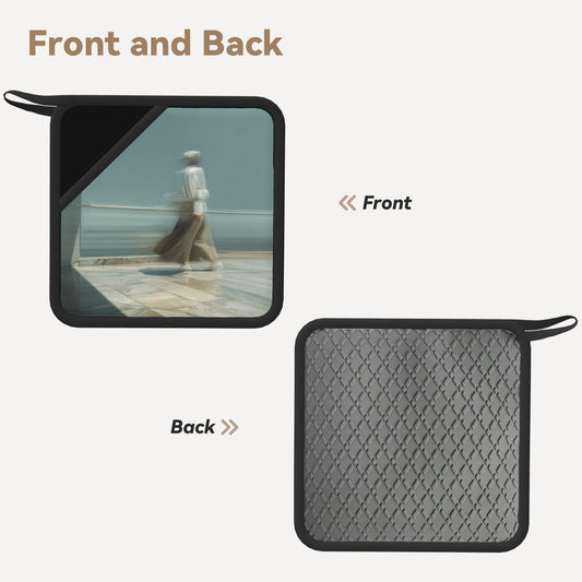 2-Pack Artistic Square Heat-Resistant Pads | Elegant Photography Print Insulation Mats 7.1x7.1in | Non-Slip Kitchen Hot Pads for Pots, Plates & Cups