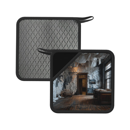 2-Pack Square Heat-Resistant Pads | Vintage Art Studio Print Hot Pads 7.1x7.1in | Decorative Non-Slip Kitchen Counter Mats