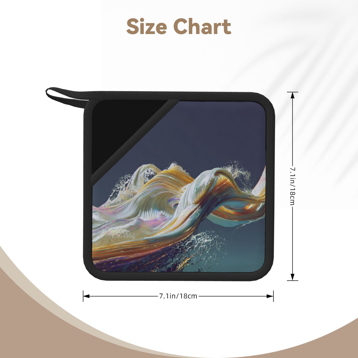 2-Pack Abstract Fluid Art Heat-Resistant Pads | Colorful Wave Ribbon Swirl Design | 7.1x7.1in Square Artistic Non-Slip Kitchen & Table Mats